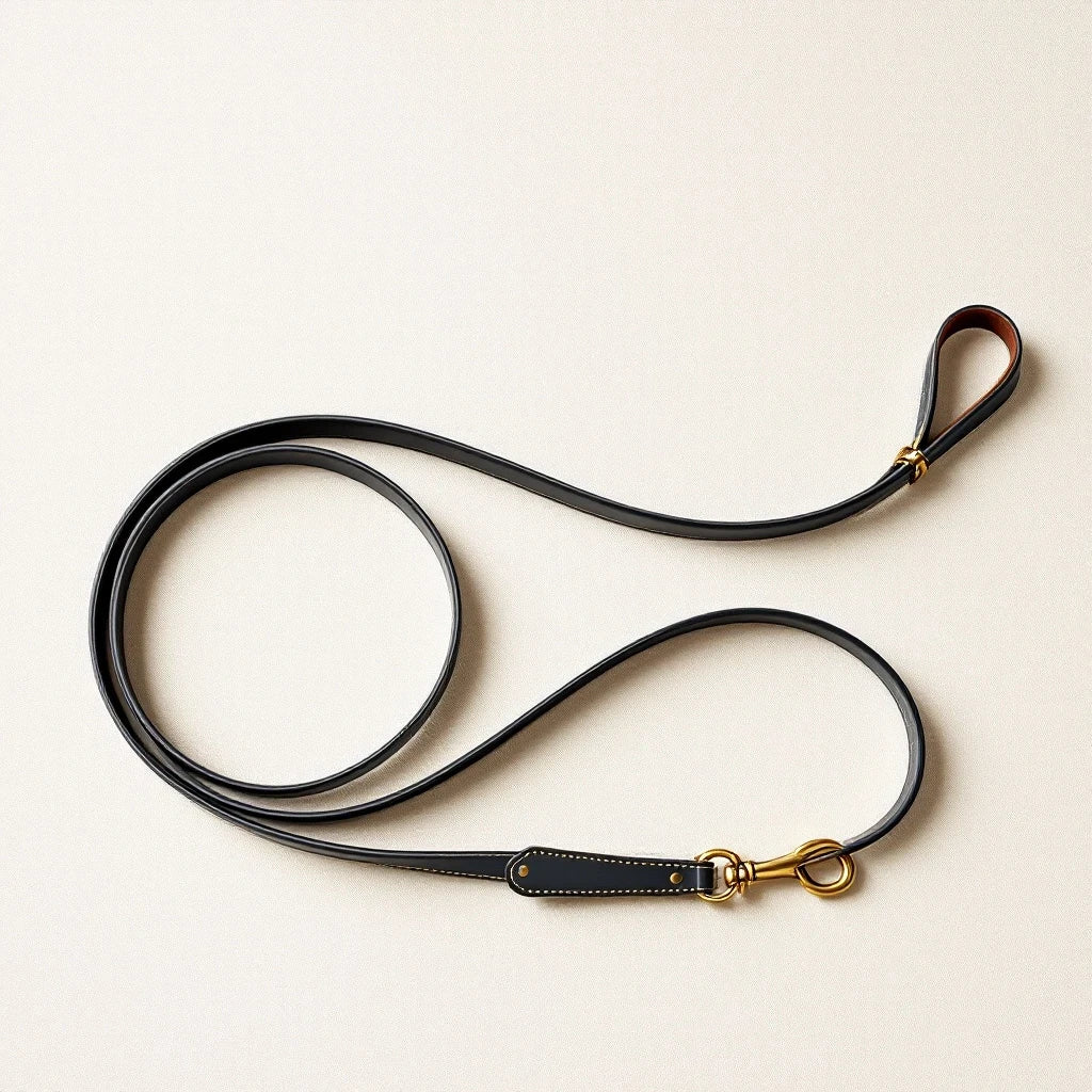 Larkwell The Wander Lead in charcoal black full-grain leather with solid antique brass swivel snap hook